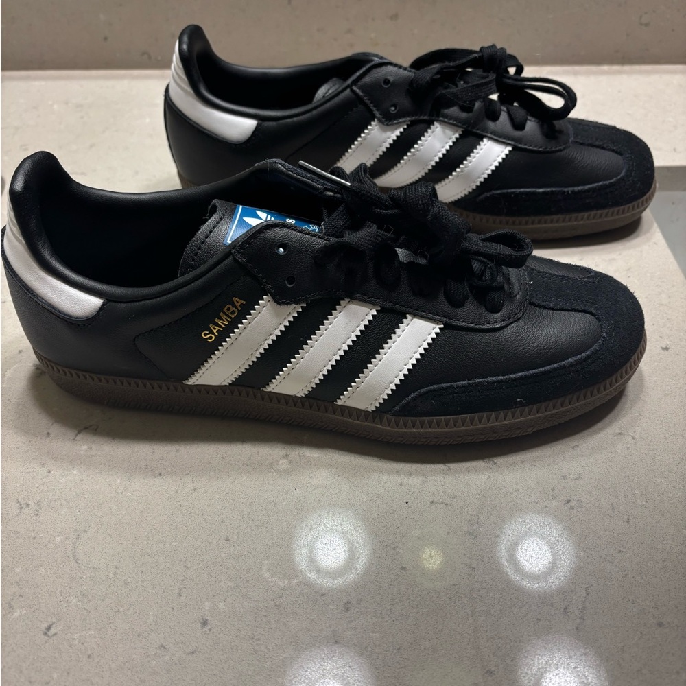 Adidas Womans Samba Black and White Leather Shoes